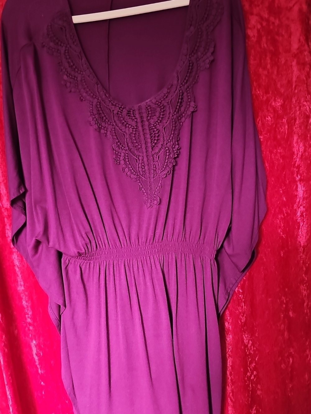 Lane Bryant Plum Crochet-Trim V-Neck Tunic